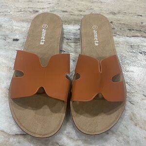 Women's Brown Slide Sandals